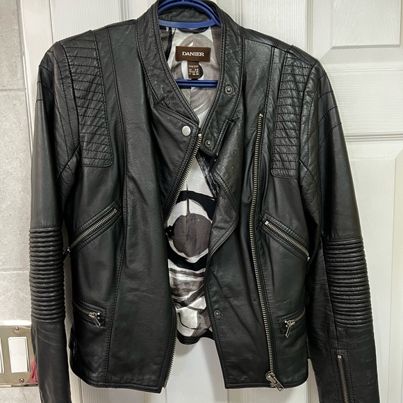 Danier Black Biker Leather Jacket - Picture 10 of 12